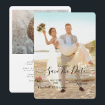 Elegant Classic Black and White Caligraphy Wedding Save The Date<br><div class="desc">-Capture the timeless beauty of love with this elegant black and white wedding photo, featuring intricate calligraphy. Perfect for couples seeking a sophisticated and classic touch for their special day, this beautiful image is ideal for wedding invitations, decor, or personal keepsakes. The contrast of black and white enhances the romantic...</div>