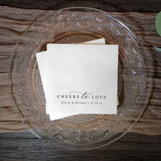 Elegant Classic Black and White Cheers Wedding Servet