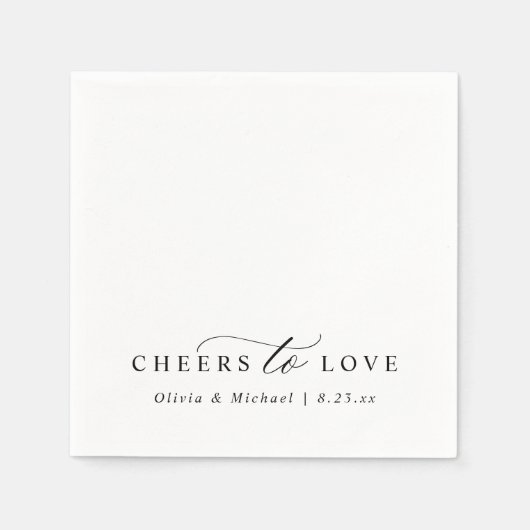 Elegant Classic Black and White Cheers Wedding Servet (Voorkant)