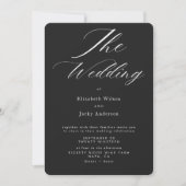 Elegant Classic Black and White QR code Wedding Kaart (Voorkant)