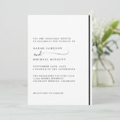 Elegant Classic Black and White Wedding Invitation Kaart (Staand voorkant)