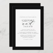 Elegant Classic Black and White Wedding Invitation Kaart (Voorkant / Achterkant)