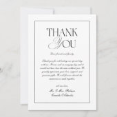 Elegant Classic Black and White Wedding Photo Bedankkaart (Voorkant)