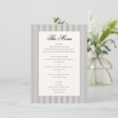 Elegant Classic Black Cream White Wedding Dinner Menu (Staand voorkant)
