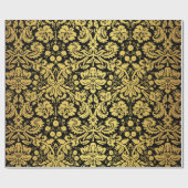 Elegant Classic Black en Gold Royal Damask Cadeaupapier (Vlak)