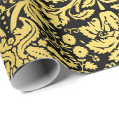 Elegant Classic Black en Gold Royal Damask Cadeaupapier (Rol Hoek)