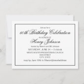 Elegant Classic Black en White 60th Birthday Kaart (Voorkant)