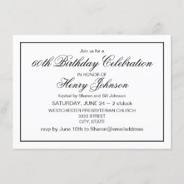 Elegant Classic Black en White 60th Birthday Kaart