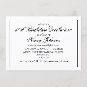 Elegant Classic Black en White 60th Birthday Kaart
