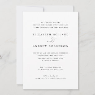 Elegant Classic Black en White Engagement Party Kaart