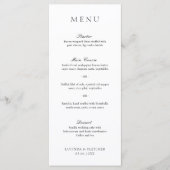 Elegant Classic Black en White Formal Wedding Menu (Voorkant)