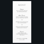 Elegant Classic Black en White Formal Wedding Menu<br><div class="desc">Elegant zwart-wit trouwmenu met een eenvoudig en minimaal ontwerp met de titel in een traditionele serif doopvont en de cursuskopballen in een elegant kalligrafiekmanuscript. Een klassieke stijl die perfect is voor een formele bruiloft.</div>
