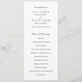 Elegant Classic Black en White Formal Wedding Programmakaart