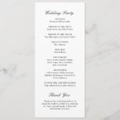 Elegant Classic Black en White Formal Wedding Programmakaart (Achterkant)