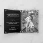 Elegant Classic Black en White Monogram Weddenscha (Binnen)