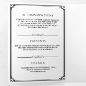 Elegant Classic Black en White Monogram Weddenscha Drieluik Uitnodiging (Binnenzijde eerst)