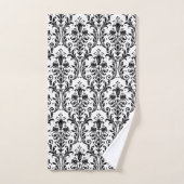 Elegant Classic Black Floral Damask on White Bad Handdoek (Handdoek)