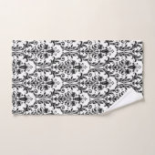 Elegant Classic Black Floral Damask on White Bad Handdoek (Handdoek)