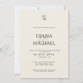 Elegant Classic Black & Ivory Monogram Wedding Kaart (Voorkant)