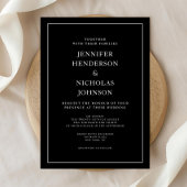 Elegant Classic Black Minimalist Weddenschap Kaart