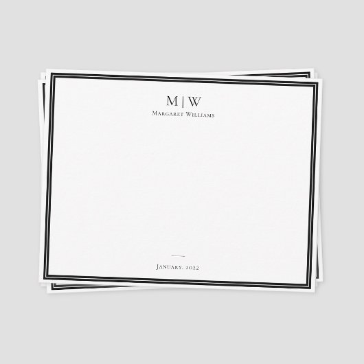 Elegant Classic Black Monogram Professional Notitiekaartje