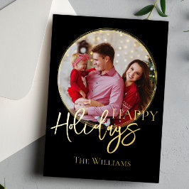 Elegant Classic Black Photo Holiday Kaart
