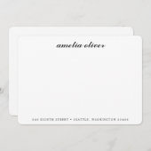 Elegant Classic Black Script Name Address Custom Notitiekaartje (Voorkant / Achterkant)