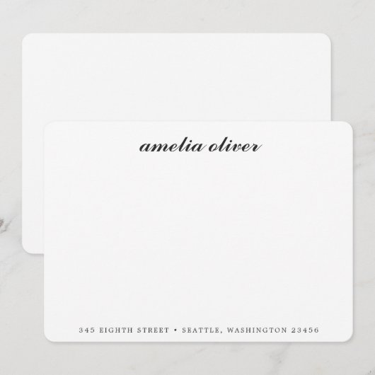 Elegant Classic Black Script Name Address Custom Notitiekaartje (Voorkant / Achterkant)