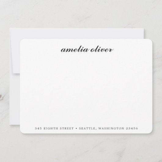 Elegant Classic Black Script Name Address Custom Notitiekaartje (Voorkant)