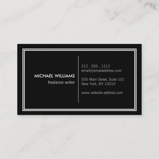 Elegant Classic Black Visitekaartje (Achterkant)