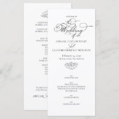 Elegant Classic Black & White Calligraphy Wedding Programmakaart (Voorkant / Achterkant)