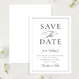 Elegant Classic Black & White Calligraphy Wedding Save The Date