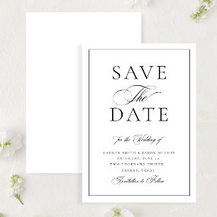 Elegant Classic Black & White Calligraphy Wedding Save The Date