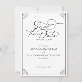 Elegant Classic Black & White Calligraphy Wedding Save The Date