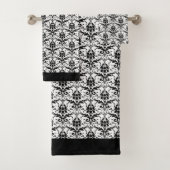 Elegant Classic Black White Damask Floral Pattern Bad Handdoek (Insitu)