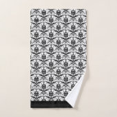 Elegant Classic Black White Damask Floral Pattern Bad Handdoek (Handdoek)