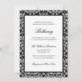 Elegant Classic Black White Damask Vrijgezellenfee Kaart