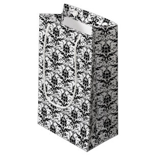 Elegant Classic Black White Floral Damask Wedding Klein Cadeauzakje
