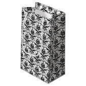 Elegant Classic Black White Floral Damask Wedding Klein Cadeauzakje (Achterkant Gekanteld)