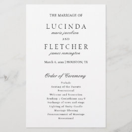 Elegant Classic Black White Formal Wedding Program