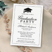 Elegant Classic Black White Graduation Party Kaart