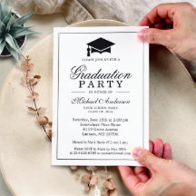 Elegant Classic Black White Graduation Party
