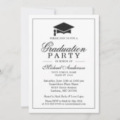 Elegant Classic Black White Graduation Party Kaart (Voorkant)