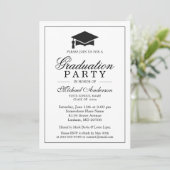 Elegant Classic Black White Graduation Party Kaart (Staand voorkant)