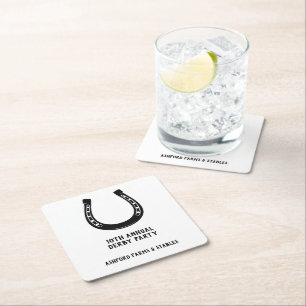 Elegant Classic Black White Horse Race Derby Kartonnen Onderzetters