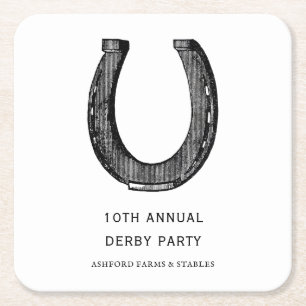 Elegant Classic Black White Horse Race Derby Kartonnen Onderzetters