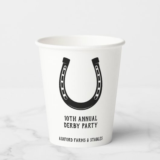 Elegant Classic Black White Horse Race Derby Papieren Bekers (Achterkant)