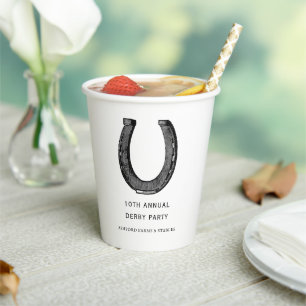Elegant Classic Black White Horse Race Derby Papieren Bekers