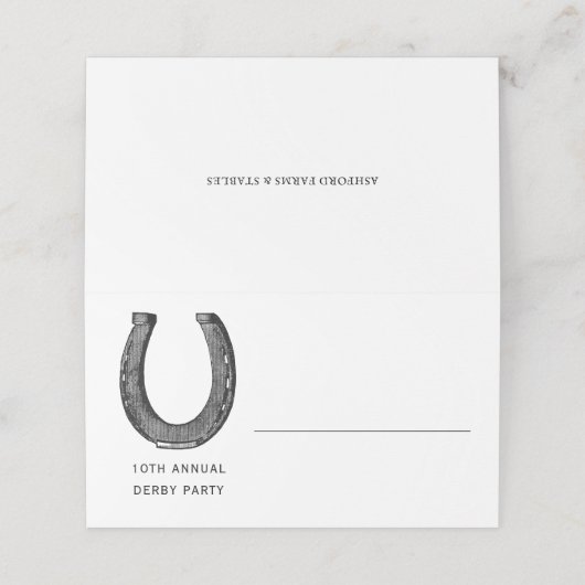 Elegant Classic Black White Horse Race Derby Plaatskaartje (Buitenkant ongevouwen)