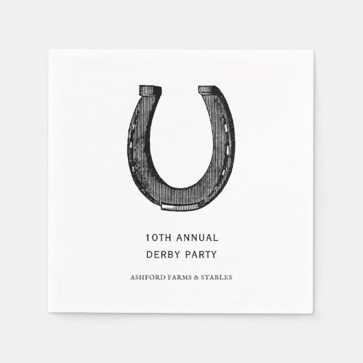 Elegant Classic Black White Horse Race Derby Servet (Voorkant)